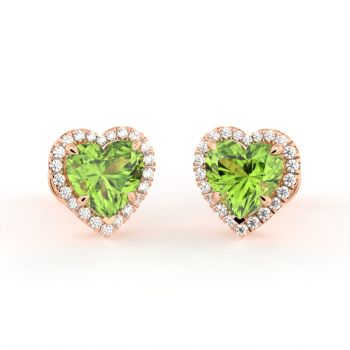 Peridot Studs With Side diamonds