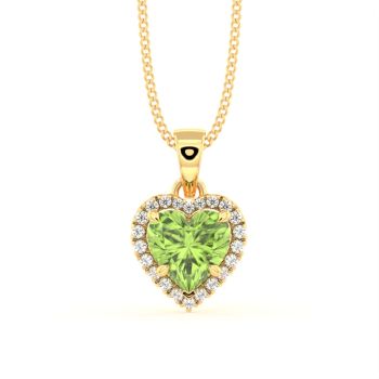 Peridot Pendant With Side diamonds